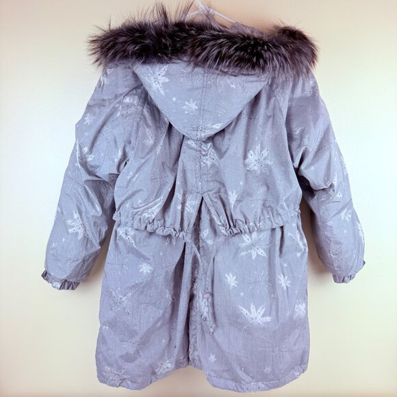 NWT Cyclone Down Coat Parka – Gray Snowflake Print, Faux-Fur Hood, Size M - Picture 2 of 16